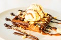 Sweet dessert Chocolate waffle with ice cream Royalty Free Stock Photo