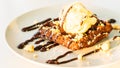 Sweet dessert Chocolate waffle with ice cream Royalty Free Stock Photo