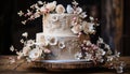 Sweet dessert, chocolate wedding cake, celebration of love and indulgence generated by AI Royalty Free Stock Photo