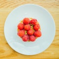 Sweet dessert custard tart with raspberry on top Royalty Free Stock Photo
