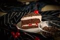 Sweet dessert delicious black forest cake cherry chocolate decor