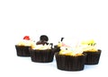 Sweet and dessert food with mixed cup cake on white backgrounds