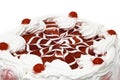 Sweet dessert - iced cake with cherries Royalty Free Stock Photo