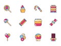 Sweet dessert jar candy and pastry icons set Royalty Free Stock Photo