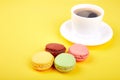 Sweet Dessert Macaron or macaroon with coffee Royalty Free Stock Photo