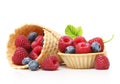 Sweet dessert, raspberry and blueberry Royalty Free Stock Photo