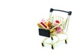 Sweet dessert with shopping cart,food shopping concept. Royalty Free Stock Photo