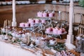 Sweet dessert table at a wedding.Cakestand at a wedding Royalty Free Stock Photo