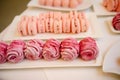 Sweet dessert table at a wedding.Cakestand at a wedding Royalty Free Stock Photo