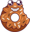 Sweet Donut Bitten Off Smiling Character