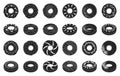 Sweet donut black vector set icon. Isolated icon chocolate and cream doughnut.Vector illustration donut of sprinkles Royalty Free Stock Photo