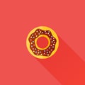 Sweet donut flat icon. Vector illustration. Royalty Free Stock Photo