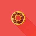 Sweet donut flat icon. Vector illustration.