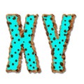 Sweet donut font . Letter X,Y