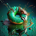 Sweet donut in green fruit glaze Royalty Free Stock Photo