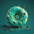 Sweet donut in green fruit glaze Royalty Free Stock Photo