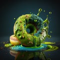 Sweet donut in green fruit glaze Royalty Free Stock Photo