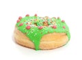 A sweet donut with green glaze Royalty Free Stock Photo