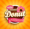 Sweet Donut label. Royalty Free Stock Photo