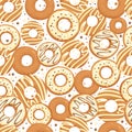 Sweet donut pattern cartoon vector. Candy food