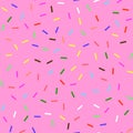 Donut Pink Texture. Glaze and Colored Sprinkles Seamless Pattern Royalty Free Stock Photo