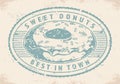 Sweet donut sticker vintage monochrome