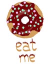 Sweet donut vector. Glaze. Eat me. Vector Image.