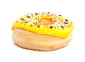 A sweet donut with yellow glaze