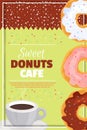 Sweet donuts cafe poster or menu cover template