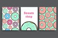 Sweet donuts card set. Vector illustration.