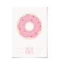 Sweet donuts card. Vector illustration of chocolate, glazed donuts. Food, pastry poster. Template for design