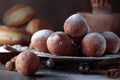 Sweet donuts with cinnamon sticks powdered with sugar. Royalty Free Stock Photo