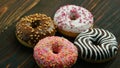 Sweet donuts with different glazing Royalty Free Stock Photo