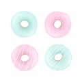 Sweet Donuts set with blue and rose icing and sprinkles