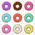 Sweet donuts set with icing Royalty Free Stock Photo
