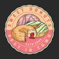 Sweet donuts vintage colorful sticker Royalty Free Stock Photo