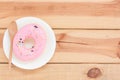 Sweet Donuts On Wooden Background