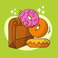 sweet donuts yummy snack collection doodle illustration Royalty Free Stock Photo