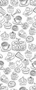 Sweet doodle pattern with cupcakes, cakes, candies and cones. hand drawn seamless pattern Royalty Free Stock Photo