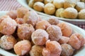 Sweet dough balls with alchermes liqueur called castagnole Royalty Free Stock Photo