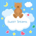 Sweet dreams colorful vector Illustration. Sleep concept. Beautiful poster for baby rooms or bedroom. Children Royalty Free Stock Photo