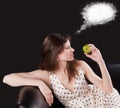 Sweet dreams of girl with apple Royalty Free Stock Photo