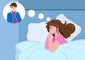 Sweet dreams. A happy girl sleeps dreaming of her boyfriend. The girl lay under a soft duvet. and sleep well in bed sleep well Royalty Free Stock Photo