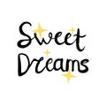 Sweet Dreams lettering quote with stars. Good night wishes concept for print. Royalty Free Stock Photo