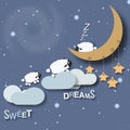 Sweet dreams, moons, stars and sheeps -little babies poster