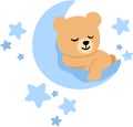 Sweet Dreams Little Bear on the Crescent Moon Royalty Free Stock Photo