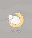 Sweet dreams - little sheep sleeps on the moon.