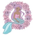 SWEET DREAMS Mermaid Princess Wreath Vector Illustration Set