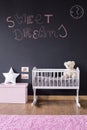 Sweet dreams writing on blackboard wall