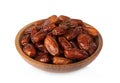 Sweet dried dates in bowl on white background Royalty Free Stock Photo